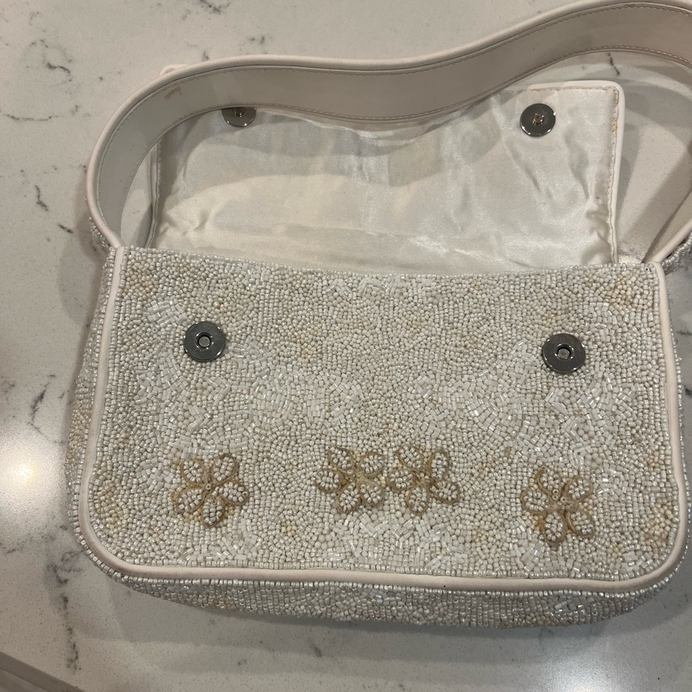 STAUD Tommy Beaded Bag, Garden Party white floral embroidered shoulder bag purse - Picture 8 of 15